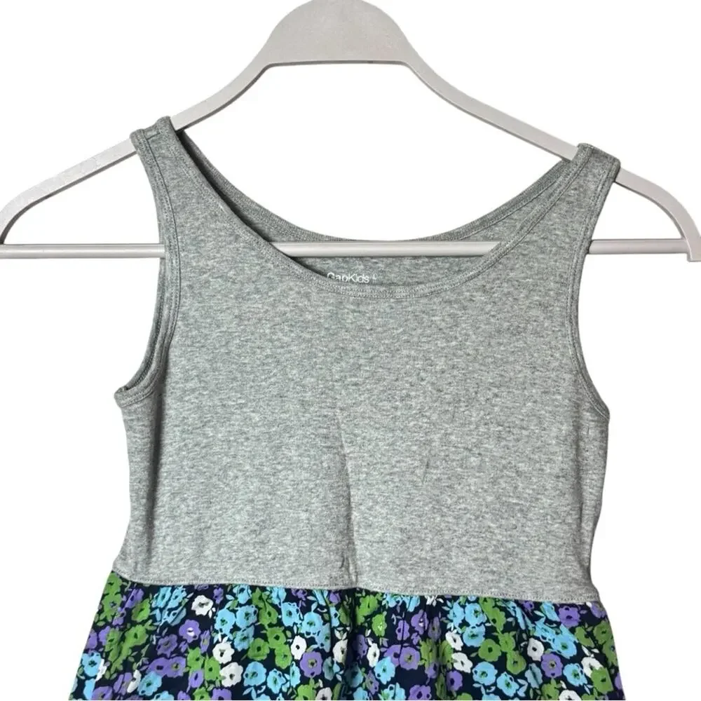 Gap Kids Sleeveless Girl’s Dress in Gray and Floral Pattern Sz L